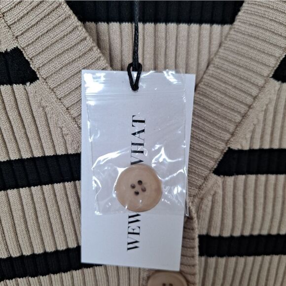 Weworewhat XS Beige and Black Ribbed Cropped Vest - Picture 5 of 8